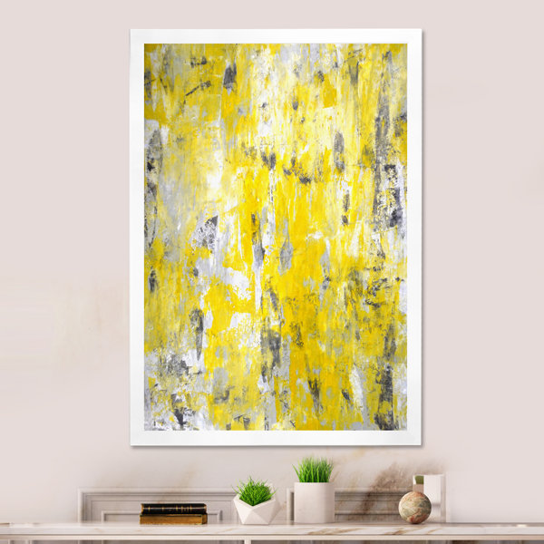 Wrought Studio Gray and Yellow Merging Abstract Picture Frame Print on Canvas Wayfair